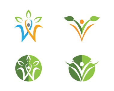Vektör yaprak yeşil doğa logo ve şablon