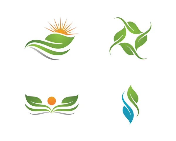 Vektor meninggalkan logo dan templat alam hijau - Stok Vektor