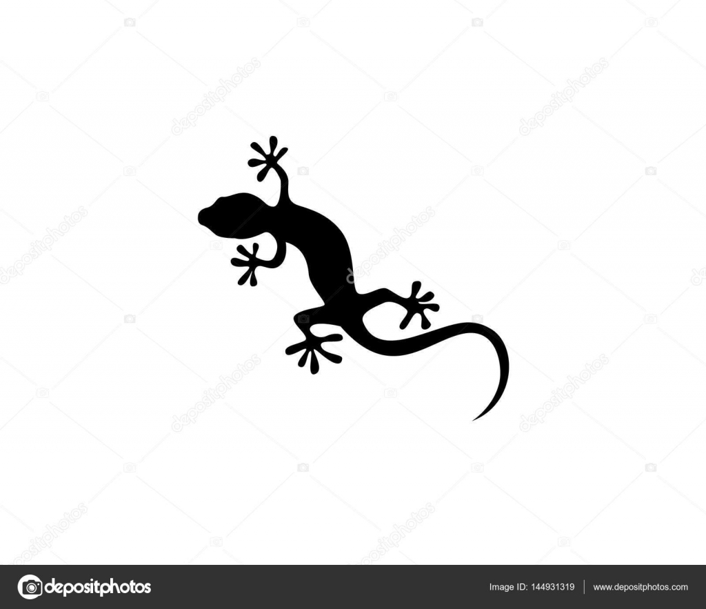 Logo di sagoma nera lucertola al sole — Vettoriale Stock