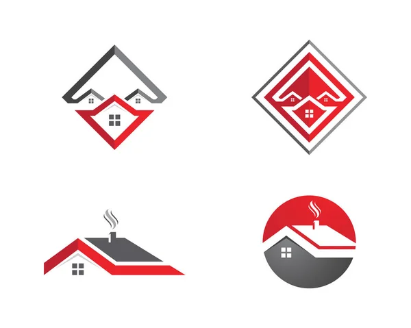 Makelaar en huis gebouwen logo pictogrammen sjabloon — Stockvector