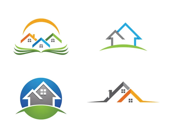 Plantilla de iconos de logotipo de edificios inmobiliarios y de viviendas — Vector de stock