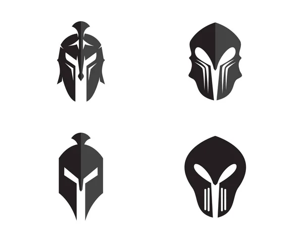 Logo máscara de gladiador y símbolos — Vector de stock