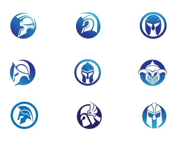Logo máscara de gladiador y símbolos — Vector de stock