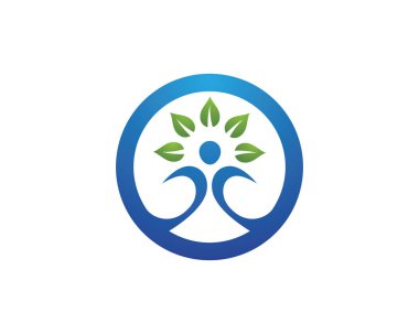 Ağaç yeşil insanlar kimlik kartı vektör logo şablonu