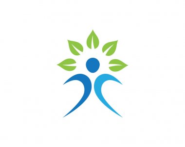 Ağaç yeşil insanlar kimlik kartı vektör logo şablonu