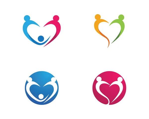 Logo ve şablon aile bakımı insanları seviyorum — Stok Vektör