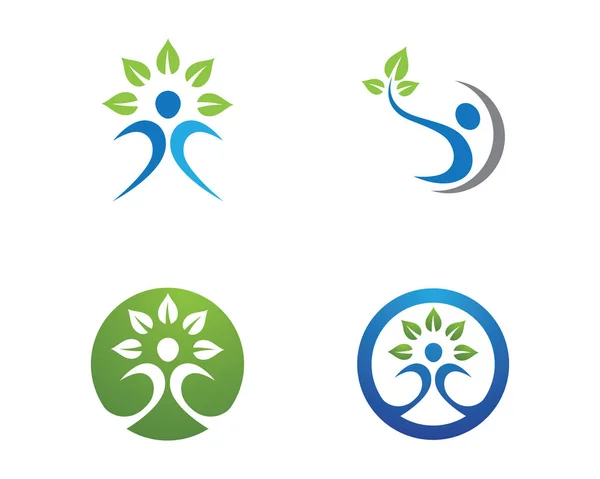 Baum grüne Menschen Personalausweis Vektor Logo Vorlage — Stockvektor