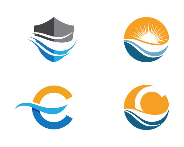 ocean wave water beach logo and symbols