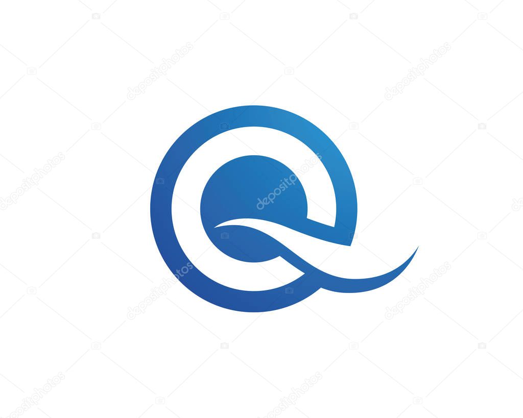 Q letter wave Logo Template