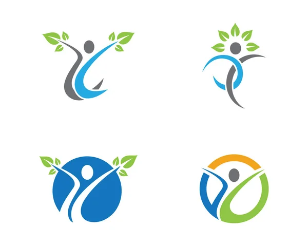İnsanlar ağaç sağlık ve başarı iş logo — Stok Vektör