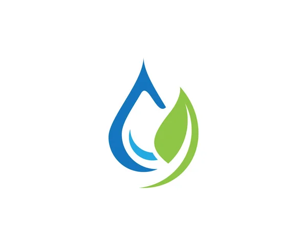Acqua e foglia verde natura logo e simboli — Vettoriale Stock