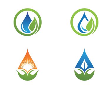  Doğal su yaprağı logosu ve sembol şablonu