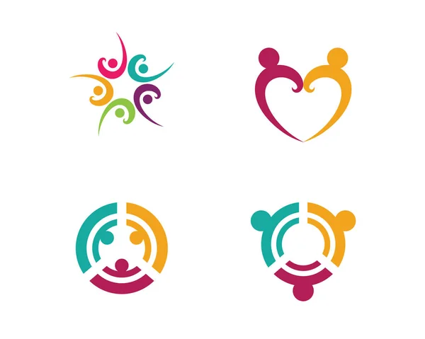 Topluluk insanlar logo ve sembolleri şablon simgeler — Stok Vektör