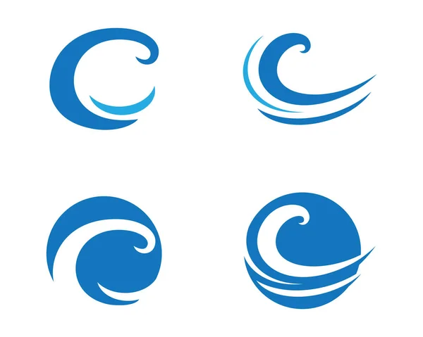Tenger- vagy óceánhullámok hullámai, kék víz, fröccsenés és szélvihar, vektor illusztráció — Stock Vector