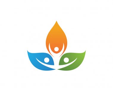 Ağaç insanlar ve sağlık doğa logo şablonu