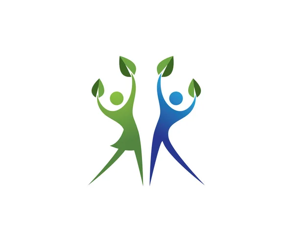 Fa ember és egészségügyi jellegű logó sablon — Stock Vector
