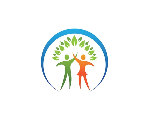 Strom lidi a zdraví přírody logo šablona — Stockový vektor