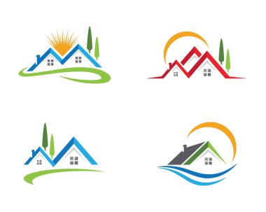 Emlak ve ev binaları logo simgeleri şablonu