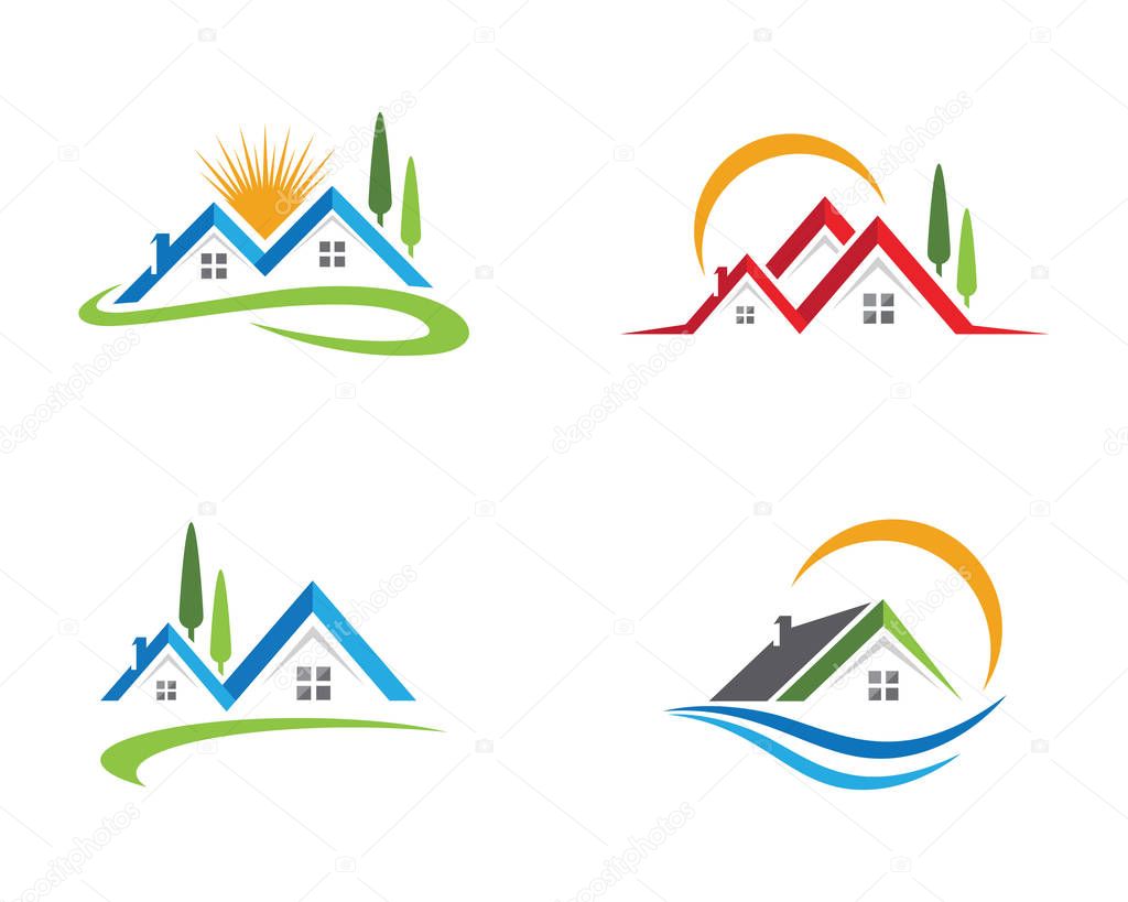 Real estate and home buildings logo icons template
