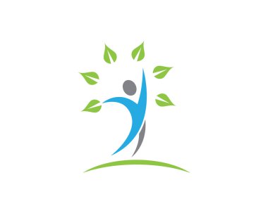 Ağaç yeşil insanlar kimlik kartı vektör logo şablonu