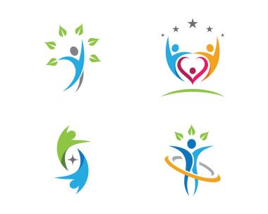 Ağaç yeşil insanlar kimlik kartı vektör logo şablonu