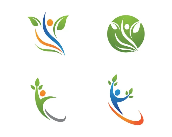 Plantilla de logotipo de vector de tarjeta de identidad de gente verde árbol — Vector de stock