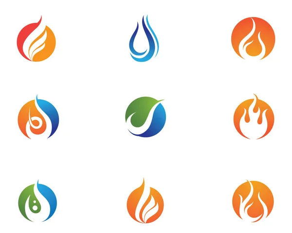 Ogień Płomień szablon logo i symbole — Wektor stockowy