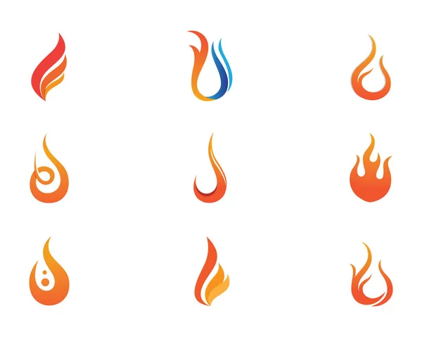 Modèle de logo et de symboles de flamme de feu — Image vectorielle