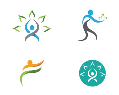 Ağaç yeşil insanlar kimlik kartı vektör logo şablonu