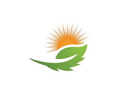 Yaprakları yeşil logo ve sembolleri şablonu