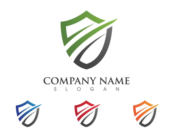 Escudo negocio finanzas logotipo y símbolos — Vector de stock