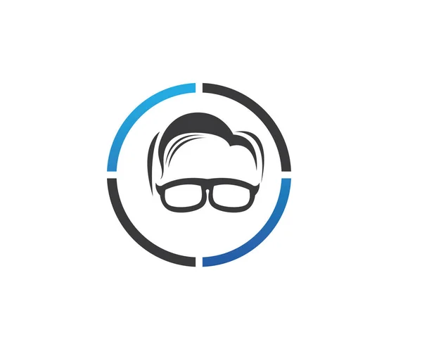 Geek gözlük baş sembolleri ve logosu — Stok Vektör