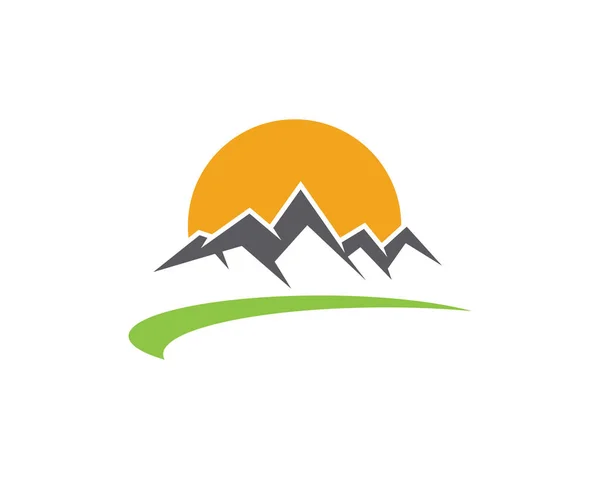 Sonne und Berge Logo und Vorlage — Stockvektor