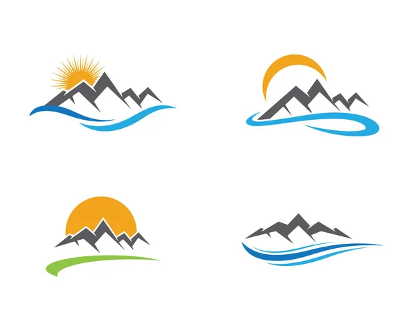 Słońce i góry logo i szablonu — Wektor stockowy