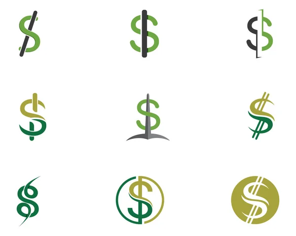 Vetor - logotipo do sinal dólar e símbolos — Vetor de Stock