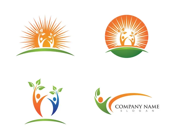 Succès santé nature soins logo et symboles — Image vectorielle