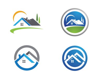Emlak ve ev binaları logo simgeleri şablonu