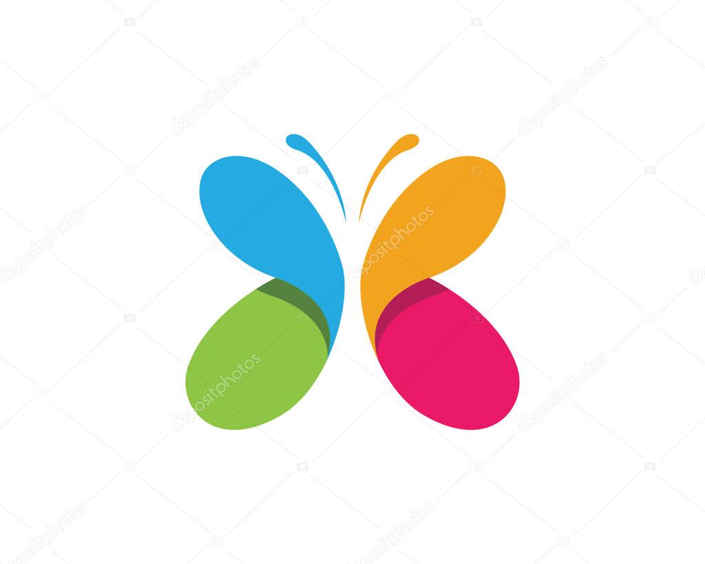 Vector - Butterfly conceptual simple, colorful icon. Logo. Vector illustration
