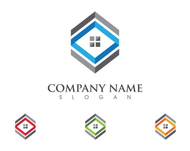 Emlak ve ev binaları logo simgeleri şablonu