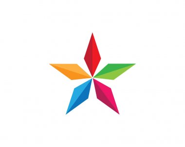 Kırmızı ve Mavi Yıldız Şahin Logo Şablon vektör simgesi