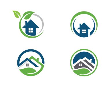 Emlak ve ev binaları logo simgeleri şablonu