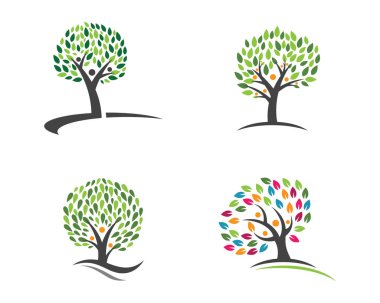 Yeşil yapraklı ekoloji doğa element ikonu logoları