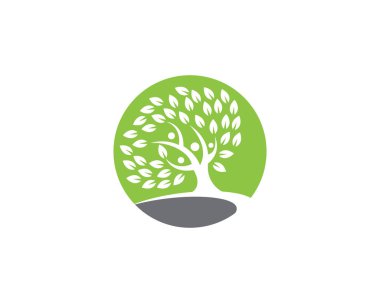 Yeşil yapraklı ekoloji doğa element ikonu logoları