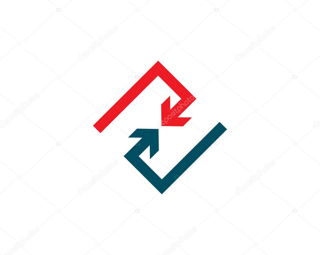 Symbol of bidirectional arrows data transfer