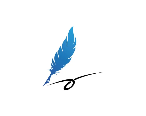 Feather pen write sign logo — Stock Vector