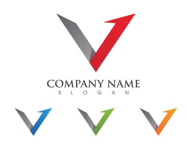 V harfi Logo iş profesyonel logo şablonu