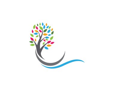 Yeşil yapraklı ekoloji doğa element ikonu logoları