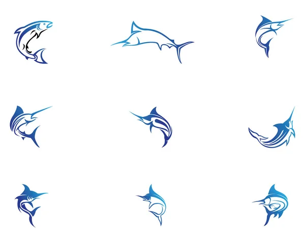 Marlin salto logotipo do peixe — Vetor de Stock