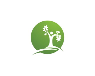 Yeşil yapraklı ekoloji doğa element ikonu logoları