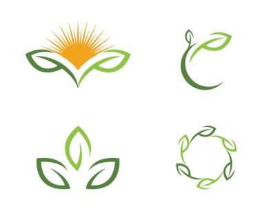 Vektör yeşil doğa logosu ve sembol bırakıyor